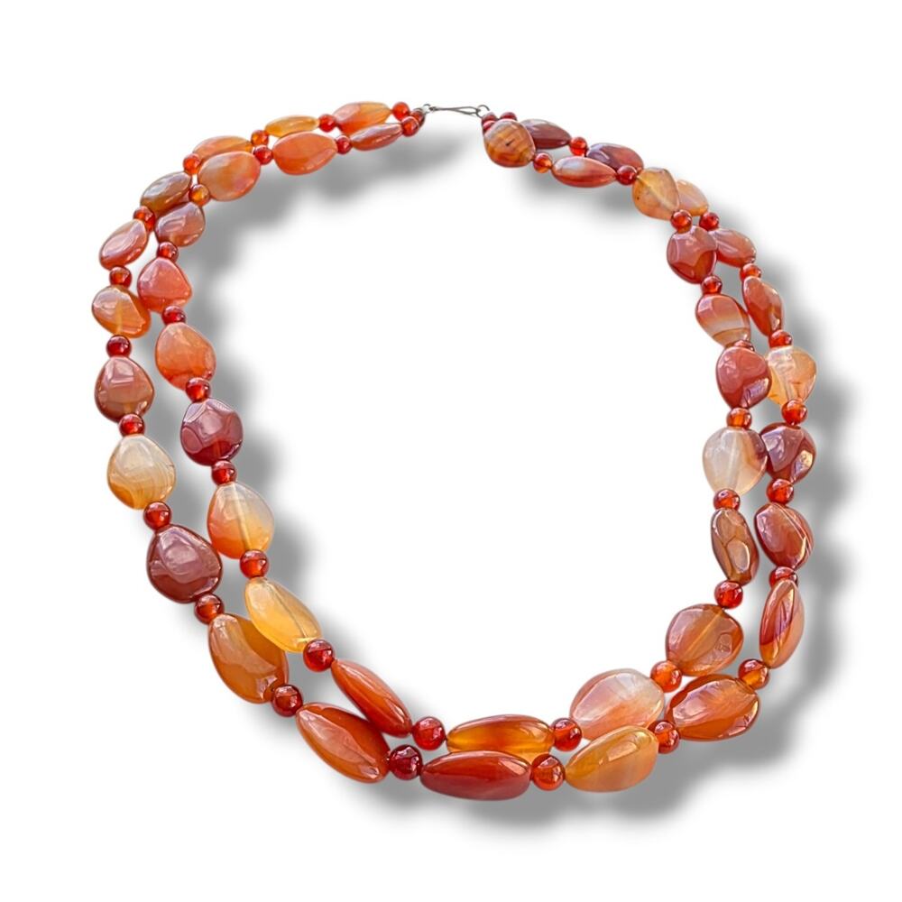 Jay King Mine Finds Carnelian Red Orange Agate Sterling Silver 925‎ New 22"